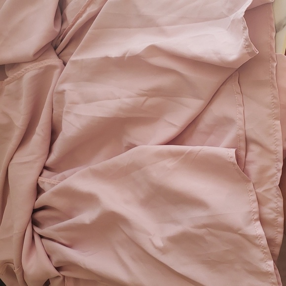 Zattcas Smocked Maxi High/Low Short Sleeve Vneck Flowy Dress in Pink Size XL - Picture 15 of 15